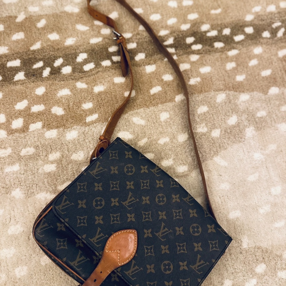 Louis Vuitton Brown Monogram Crossbody Bag with Leather Trim